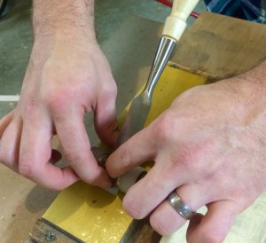 Holding the guide for wide chisels