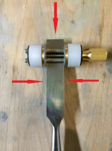 Arrows indicate where to hold the guide